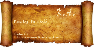 Kmety Arikán névjegykártya
